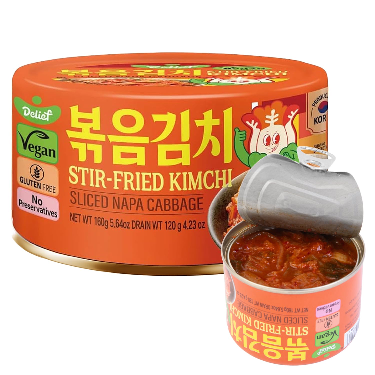 DELIEF Stir-Fried Kimchi Can 160g or Vegan 80g